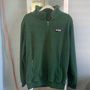 GUESS GREEN QUARTER ZIP FLEECE
